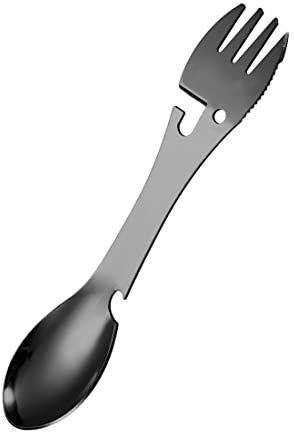 Fezf Couverts de Camping 1 pièce, Fourchette et cuillère Multifonctions en Acier Inoxydable, ouvre-boîte Portable pour Les Voyages de Camping et Les activités de Plein air.