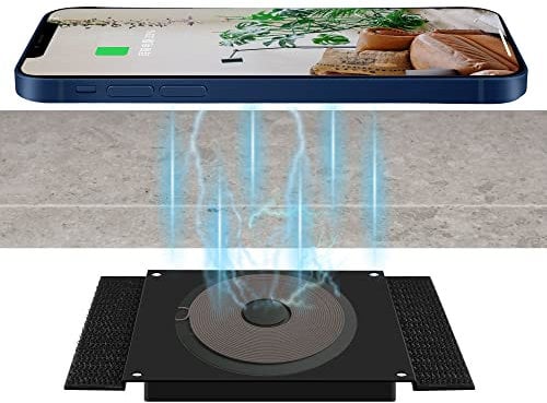 UUMAO Invisible kabelloses Ladegerät, neues Klettverschluss-Design, kabelloses Ladepad für Schreibtischmöbel, 10 W, verstecktes kabelloses Langstrecken-Ladegerät für Standardtelefone (5-20mm)