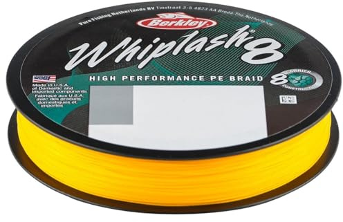 Berkley Whiplash8 Filler Fishing Line (Yellow, 0.18mm-23.3kg-165yr)