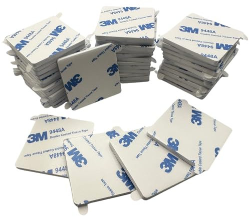 Spyder Tape 9448A Nastro Biadesivo in Schiuma Heavy Duty - 40 Pad Impermeabili con Linguette Easy Peel - Adesivi Senza Residui per Pareti, Vetro, Legno & Metallo (Bianco, Quadrato 40mm)