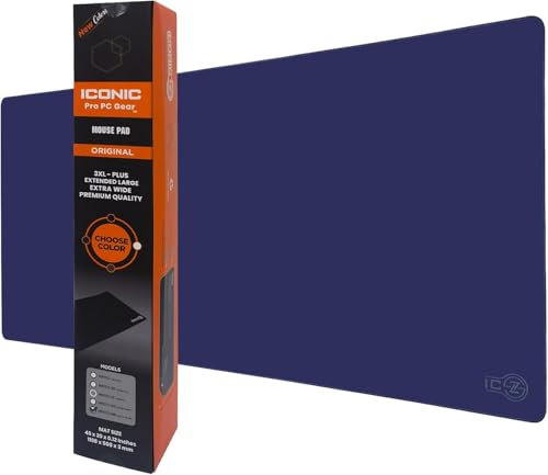 ICONIC - PRO PC GEAR XL Extended Gaming Mouse Pad/Mat (Extended 34 x14'') Large & Wide Desk Cloth Mousepad - Stitched/Water Proof/Non Slip Base Stealth Edition