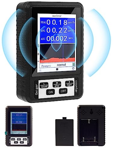 NETONDA Geigerzähler Radioaktivität Strahlen Messgerät Nuklear Strahlungsdetektor Dosimeter zur Messung Beta Gamma Röntgen-Tester, Professioneller Strahlungsdetektor mit LCD Display - Schwarz