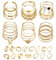 Adramata 39 Stück Gold Schmuck Set für Damen Mehrschichtige Armkette Armbänder Set Offene Manschette Wickelarmband Verstellbare Gold Ringe Stapelbare Gold Armband Damen Boho Schmuckset Damen