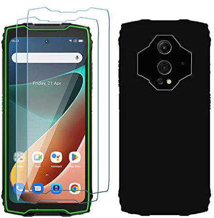 LYZXMY Hülle für Blackview BV9300(6.7) Schwarz Handyhülle + 2 Stück Gehärtetes Glas Schutzfolie, Case Weich Silikon TPU Schutzhülle Cover 9H Härte HD Gehärtetes Glasfolie Glas