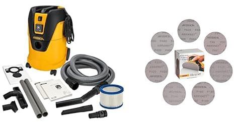 MIRKA Industriestaubsauger Nass- und Trockensauger 25 Liter & Abranet Netzschleifscheiben Ø 150mm Klett