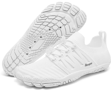 Racqua barfuss Schuhe Damen Wasserschuhe Unisex barfußschuhe Badeschuhe Schwimmschuhe Aquaschuhe Strandschuhe Weiß37