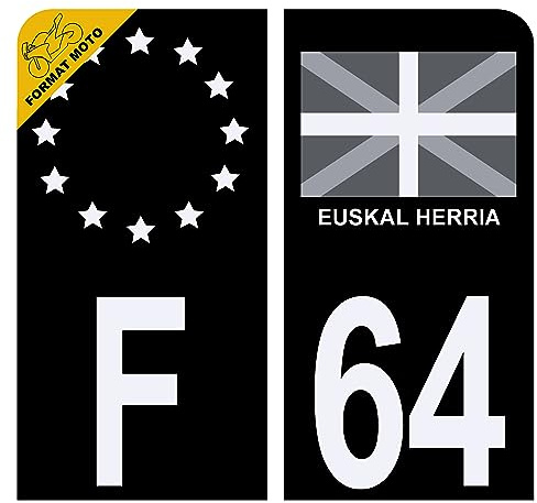 HADEXIA Aufkleber für Nummernschild Moto 64 Euskal Herria, Schwarz, Plexiglasplatte
