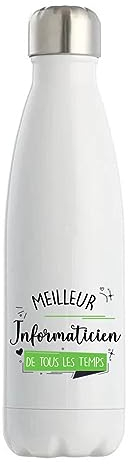 Gourde Isotherme Informaticien meilleur de tous les temps | Bouteille Idée Cadeau Humour Collègue famille Homme Anniversaire Noël