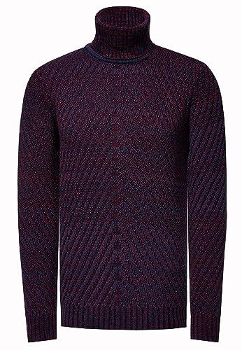 Rusty Neal Strickpullover Herren Regular Fit Rollkragen Grob-Strick-Pullover Kontrastpulli 439, Farbe:Marine, Größe S-3XL:S