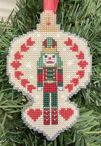 Nutcracker Bauble Cross Stitch Kit – Scandi Style Christmas Decoration Counted Cross Stitch Kit