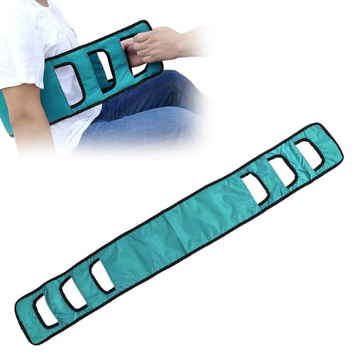 Tissting Transfergurt, 120cm Senioren Transfer Patientengurt Grün Nylon Verbreiterter Transfergürtel mit Gepolstertem Griff, Ältere Transfer Pflegetuch für Bett, Rollstuhl, Auto