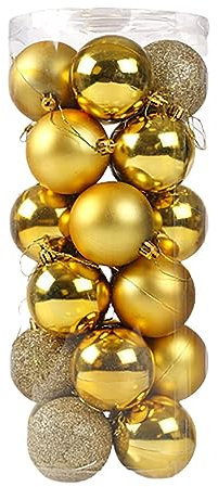 Lot de 24 Boules 4CM de Noel Décorations pour Arbres de Noël Boules Sapin de Noel en Or Rouge, adaptées à l'intérieur et à l'extérieur,Pendentifs pour Sapin de Noël