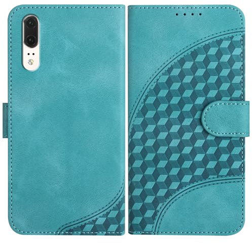 JayModCase Mobile Phone Case for Huawei P20, with Card Slot, Stand Function, Magnetic, PU Leather Case, Folio Flip Case Compatible with Huawei P20 - Light Blue