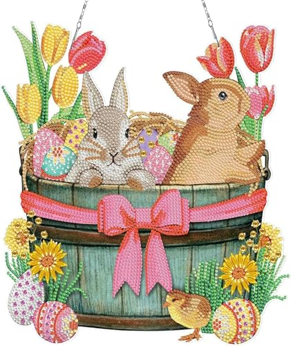 QYDMIN Diamond Painting Ostern,5D Diamond Painting Ornamente,DIY Handarbeit Strass Ornamente Diamant Painting Art Ornament Diamant Malerei Bilder für Handgemachte Dekorative Ornamente