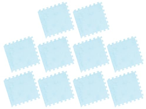 Spacnana 10 Stück Plüschschaummatte 12,2 x 11,8 Zoll rutschfeste verdickte Flauschige Teppichfliesen für Schlafzimmer Spielzimmer (hellblau)