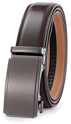 guvoosm Gürtel Herren,Leder Automatik Gürtel Für Herren Business Anzug -3,5cm Breite-2015-125-Dark Brown