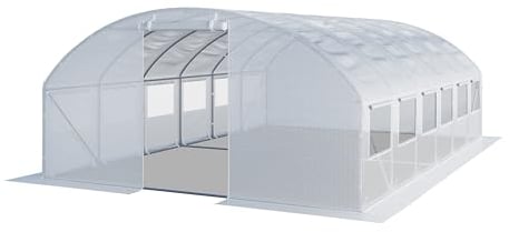 TOOLPORT Serre de Jardin Serre Tunnel Plastique Robuste 4x6m - Bâche PE 180g/m² Blanc Transparent