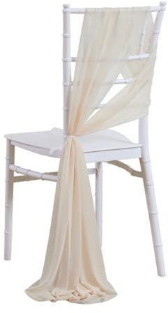 Wisafory 2 Stück Stuhl Husse Hochzeit Stuhlhussen Set Chiffon Stoff Stuhlbezug Stuhlschärpen Dekostoff Stuhl Band Stuhlhusse Dekoration für Hochzeit Zeremonie Event Party Champagner 1#