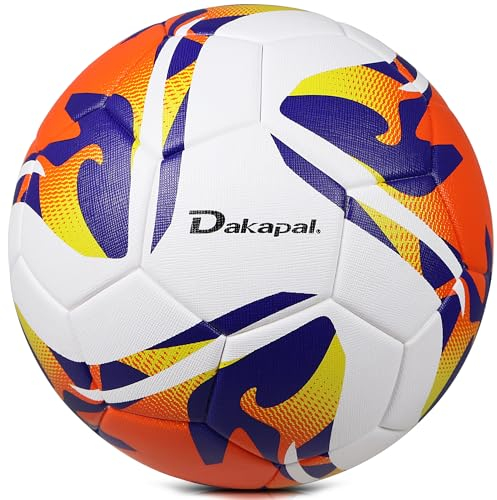 Dakapal Ballon de football de qualité pour la Coupe du Monde de la Ligue des Champions - Taille 5 - Ballon de match thermocollé avec coutures sans couture - Ballon de poids officiel et cuir PPC