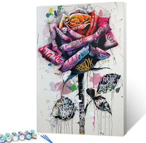 Tucocoo Bansky Street Art Malen nach Zahlen für Erwachsene, DIY Yeah Sign Ölgemälde-Kits auf Leinwand mit Pinseln und Acrylpigment, Graffiti-Stil, bunt für Heimdekoration, 40,6 x 50,8 cm (rahmenlos)