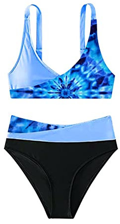 VêTements Femme Maillot De Bain Femme Enceinte Maillot de Bain Deux pièces Taille Haute pour Femme Maillot De Bain Maillot De Bain Sexy (Sky Blue, XL)