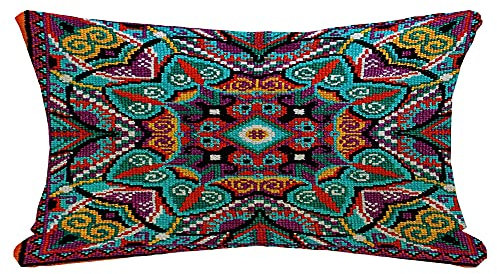 Kissenbezug Geometrischer Ukrainischer Authentischer Teppich Kreuzstich-Kashmir-Kreuz Kelim Leinwand Volkskunst Kissenbezüge Superweicher,Moderne Dekokissen Kissenbezüge Für Garten Auto 40X60Cm