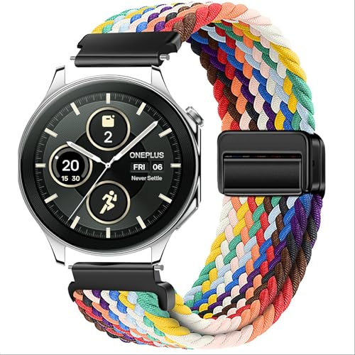 GIOPUEY Armband Kompatibel mit Oppo Watch X, Geflochtenes Nylon Armband [Unisex] elastisch Ersatzarmband - Colourful-B