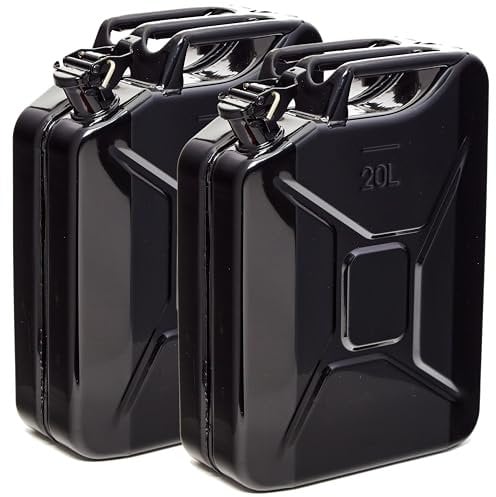 BW® Jerrican en métal pour carburant - 2 x 20 l - Noir - RAL 9005 - Certifié TÜV et homologation ONU - Fabriqué en Europe