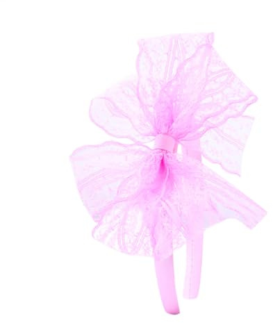 Hrlace Haareif mit große Schleife Stirnbänder Spitze Schleife Haarbänder Große Schleife Haarreif Elastisches Haarschmuck für Frauen Mädchen Weihnachten Halloween Party Kostüm Geschenke Rosa