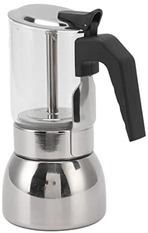 RASTKY Italiana de Cristal Moka Pot de Acero Inoxidable Resistente Al Calor, Fácil de Limpiar para Uso Doméstico y Cafetería (200ML)