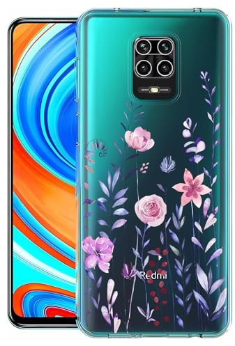 Pazpnoy Handyhülle für Xiaomi Redmi Note 9S/Note 9 Pro,Transparent Blume Muster Mädchen Hülle,Dünn Weich Silikon SchutzHülle,Stoßfeste Kratzfest TPU Case Cover-3