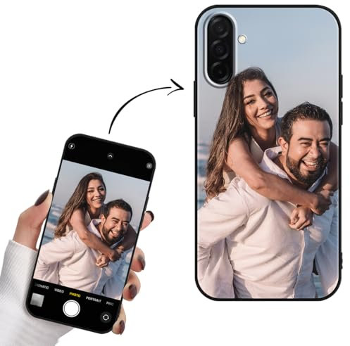 Yoedge Personalisierte Handyhülle für Samsung Galaxy A56 Hülle Selbst Gestalten mit Eigenem Foto Bild Text Personalisiert Case Individuelle Geschenk Schutzhülle Schwarz Cover für Samsung A56 6,7