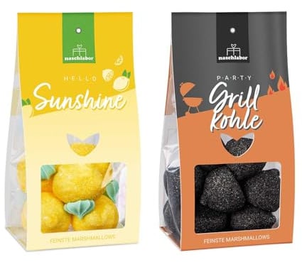 2er-Set Grillparty Marshmallow Mix | Süße Überraschung für Sommerpartys | Saure Marshmallows | Perfekt für Grillabende und Lagerfeuer | Zitronen- und Grillkohle Marshmallows
