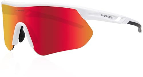 Queshark Lunette de Cyclisme, Lunette Running Homme Femme, TR90 Cadre & Protection UV400 Lunette Vélo, Lunettes de Soleil Homme Sport pour Cyclisme Conduite Golf Ski Pêche Course à Pied