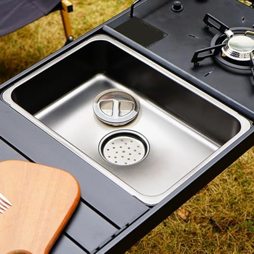 Lavandino da campeggio all'aperto, da campeggio, picnic, in acciaio inox, per lavabo, per tavolo IGT