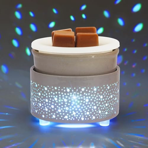 Wax Melt Burner with Silicone Dish Ceramic 3-in-1 Oil Burner Electric Candle Wax Warmer Melter Fragrance Heating Plate for Scented Waxs Home Office Bedroom Aromatherapy Gift& Décor-Grey