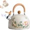 Mskmnkot Whistling Tea Kettle, 8 x 8 3L Floral Stovetop Kettle, Whistling Tea for Stove Top, Stainless Steel with Handle for Home Kitchen, Gifts for Wedding Holiday