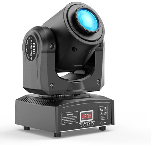 Lyre LED 60W Lumière de scène 8 Gobos 8 Couleurs DJ Luminaires à tête rotative Beam Moving Head pour Fête, DJ, Bar, Club Noël