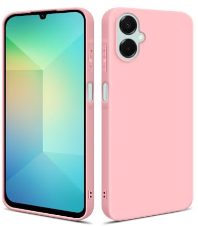 HSP Étui de protection, rose, compatible de manière ajustée avec Samsung Galaxy A06, résistant aux-rayures et aux chocs, anti-chute, en silicone TPU, protège l'appareil photo et l'écran, surface mate