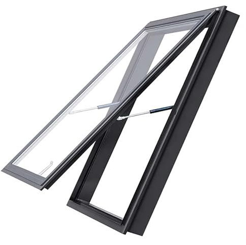 Skylight Roof Window, Lighting Well Egress Window, Sloped Flat Roof Manual Venting Deck Installation Skylight with Double-Layer Tempered Glass, for Attic,Sun Room,Basement(34x18in/85x45cm)