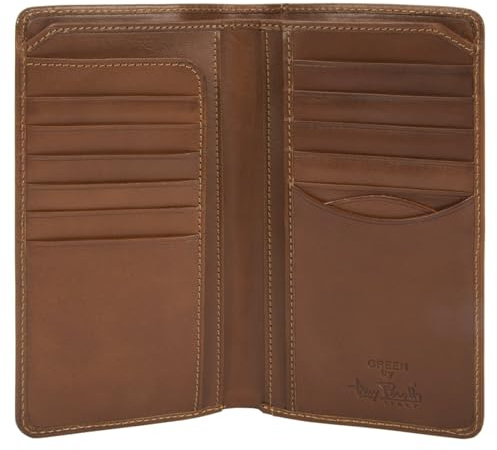 Tony Perotti Herren-Geldbörse aus italienischem Rindsleder, zweifach gefaltet, Scheckbuch, Brusttasche, Cognac, Einheitsgröße
