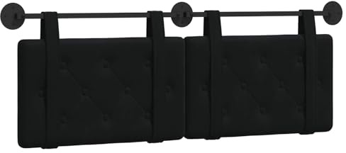 vidaXL Hängendes Kopfteil Schwarz Samt, Bettkopfteil, Rechteckig aus Samt, Wandmontage, Bequeme Polsterung, Knopfheftung, Platzsparend Décor