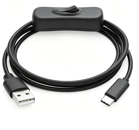 Flomiara USB A to USB C Cable with On Off Switch, Inline USB Type C Power Cable for Bedside Lamp, LED Strip, Webcam & Desk Fan, USB Switch Lead (1 Meter)