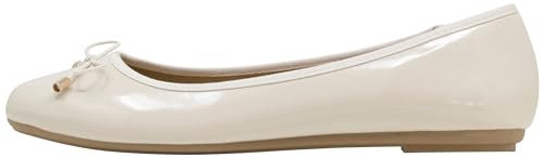 Fitters Footwear That Fits Damen Ballerina Fiona Synthetik Lack Ballerina klassisch mit Schleife Übergröße (43 EU, Nude)
