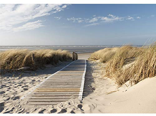 decomonkey Fototapete Strand Meer 350x256 cm Design Tapete Fototapeten Vlies Tapeten Vliestapete Wandtapete moderne Wand Schlafzimmer Wohnzimmer Landschaft Natur