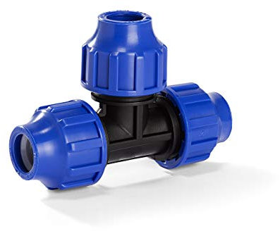 H2O-Flex® Black Edition 25er PP - Fitting T-Stück mit DVGW Klemmverbinder 25er PE Verschraubung für 25mm PE Rohr Verschraubung Adapter