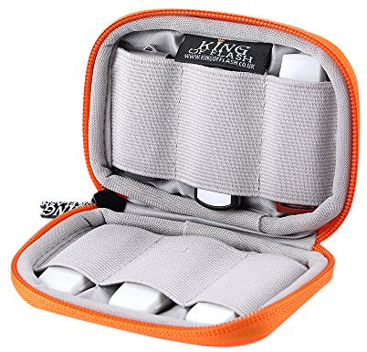 USB Flash Drive Case With Premium Quality Padded Protection For Up To 6 Flash/Key Drives, Flash Drive Case Organizer - King of Flash (Orange)