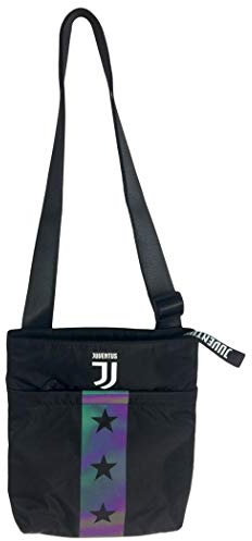 Juventus Tracolla Juventus Vertical Shoulder Bag, Nero (899), Flash Effect, Scuola Sport y Tempo Libero