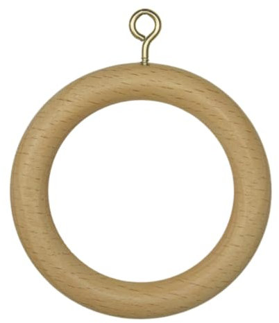 TENDAGGIMANIA Anelli per Tende in Legno con ganci tenda Colore: NATURALE- 10 PEZZI Anelle Tende per Bastoni ∅35 MM - Diametro Esterno degli anelli tenda: 70 MM