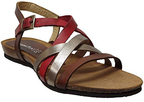 Xapatan, 5466, Femme Nu-Pied Rouge métallisé EU36